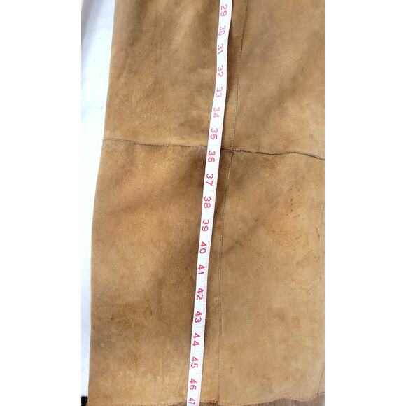 Vintage Jekel Paris Suede Leather Coat Full Real Fur Lining Long Boho Thrashed - Picture 16 of 16